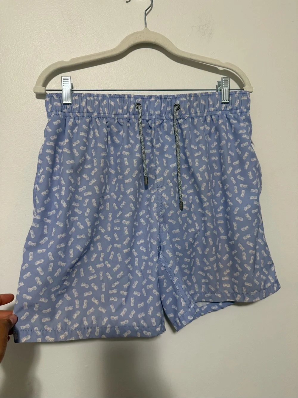 Men's Light Periwinkle Printed Swim Trunks with Drawstring